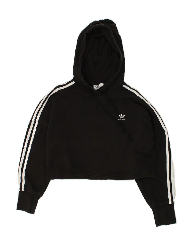 ADIDAS Womens Crop Oversized Hoodie Jumper UK 6 XS Black Hoodie with Elastic Cuffs Stretchable Comfortable ADIDAS Womens Crop Oversized Hoodie Jumper UK 6 XS Black Hoodie with Elastic Cuffs Stretchable Comfortable