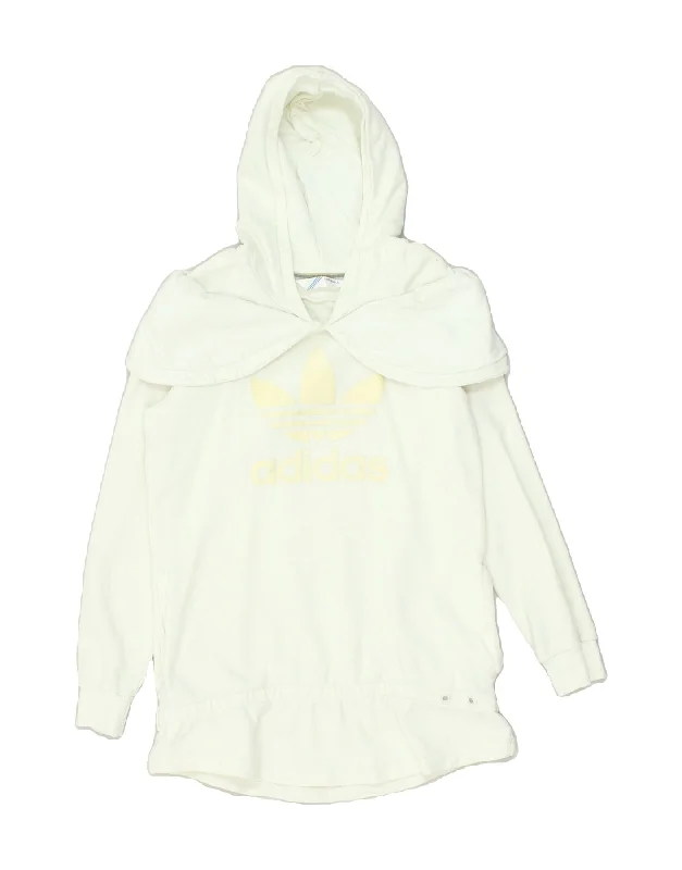 ADIDAS Womens Graphic Hoodie Jumper EU 36 Small Off White Cotton Hoodie with Half-Zip Sporty Casual ADIDAS Womens Graphic Hoodie Jumper EU 36 Small Off White Cotton Hoodie with Half-Zip Sporty Casual
