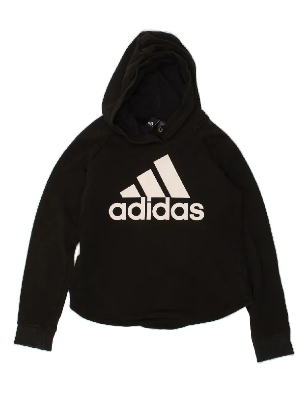 ADIDAS Womens Graphic Hoodie Jumper Size 8/10 Small Black Cotton Hoodie Jacket Zipper Layering ADIDAS Womens Graphic Hoodie Jumper Size 8/10 Small Black Cotton Hoodie Jacket Zipper Layering