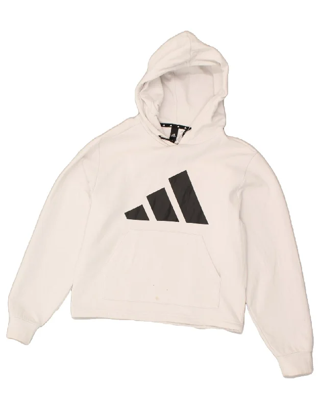 ADIDAS Womens Graphic Hoodie Jumper UK 12/14 Medium White Cotton Hoodie with Oversized Fit Loose Comfortable ADIDAS Womens Graphic Hoodie Jumper UK 12/14 Medium White Cotton Hoodie with Oversized Fit Loose Comfortable