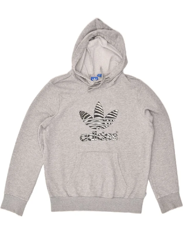 ADIDAS Womens Graphic Hoodie Jumper UK 12 Medium Grey Hoodie with Thumb Holes Functional Cozy ADIDAS Womens Graphic Hoodie Jumper UK 12 Medium Grey Hoodie with Thumb Holes Functional Cozy