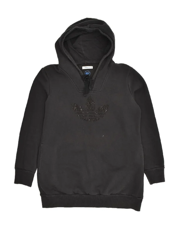 ADIDAS Womens Graphic Hoodie Jumper UK 14 Medium Black Cotton Graphic Hoodie Design Print ADIDAS Womens Graphic Hoodie Jumper UK 14 Medium Black Cotton Graphic Hoodie Design Print