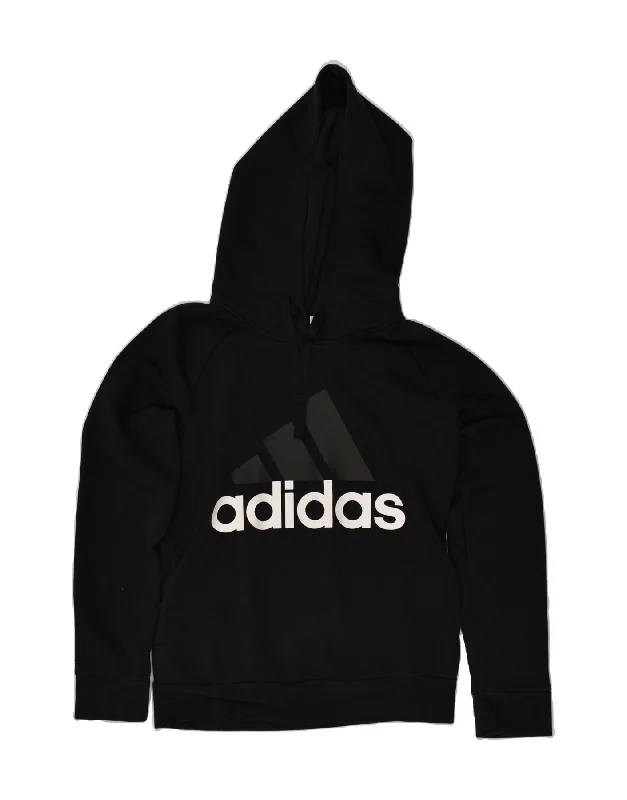 ADIDAS Womens Graphic Hoodie Jumper UK 14 Medium Black Hoodie with High Neck Warm Protective ADIDAS Womens Graphic Hoodie Jumper UK 14 Medium Black Hoodie with High Neck Warm Protective
