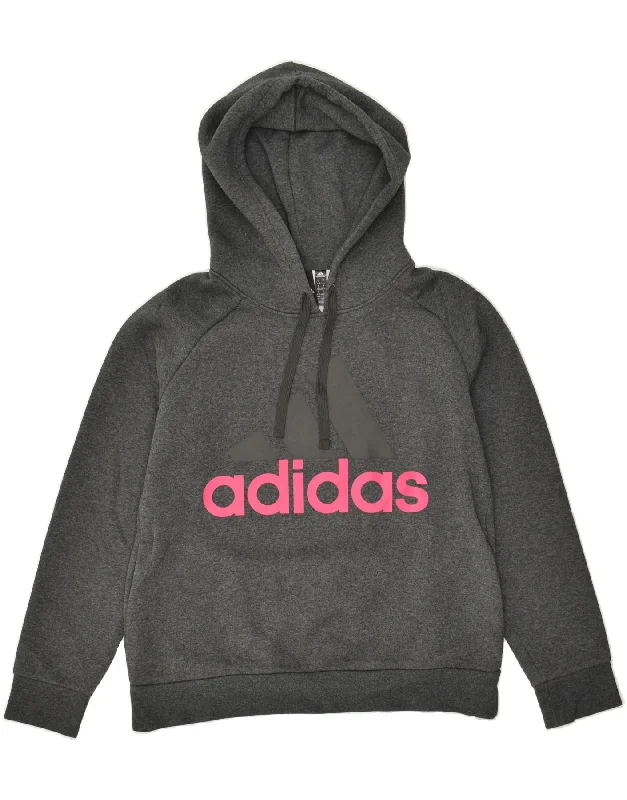ADIDAS Womens Graphic Hoodie Jumper UK 16/18 Large Grey Cotton Hoodie with Emblem Brand Identity ADIDAS Womens Graphic Hoodie Jumper UK 16/18 Large Grey Cotton Hoodie with Emblem Brand Identity