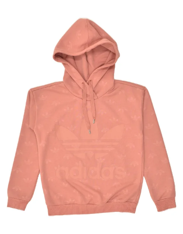 ADIDAS Womens Graphic Hoodie Jumper UK 6 XS Pink Polyester Hoodie with Puffed Sleeves Voluminous Trendy ADIDAS Womens Graphic Hoodie Jumper UK 6 XS Pink Polyester Hoodie with Puffed Sleeves Voluminous Trendy