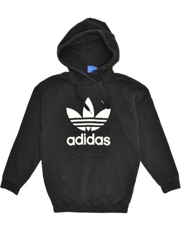ADIDAS Womens Graphic Hoodie Jumper UK 8 Small Black Cotton Hoodie with Tied Waist Feminine Flattering ADIDAS Womens Graphic Hoodie Jumper UK 8 Small Black Cotton Hoodie with Tied Waist Feminine Flattering
