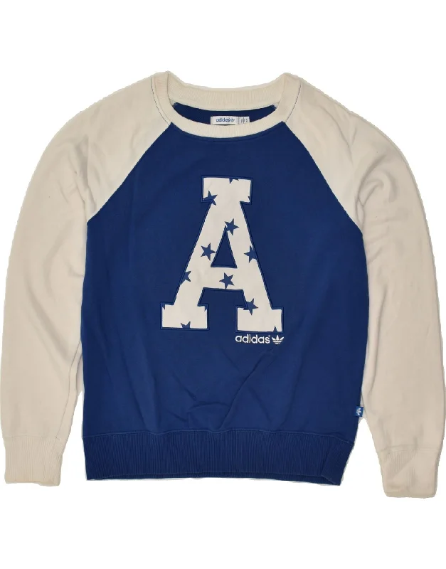 ADIDAS Womens Graphic Sweatshirt Jumper IT 44 Medium Blue Colourblock Hoodie with Toggle Buttons Decorative Unique ADIDAS Womens Graphic Sweatshirt Jumper IT 44 Medium Blue Colourblock Hoodie with Toggle Buttons Decorative Unique