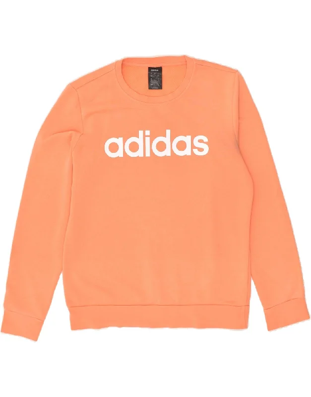 ADIDAS Womens Graphic Sweatshirt Jumper UK 12-14 Medium Orange Cotton Hoodie with Ribbed Hem Stretchable Secure ADIDAS Womens Graphic Sweatshirt Jumper UK 12-14 Medium Orange Cotton Hoodie with Ribbed Hem Stretchable Secure