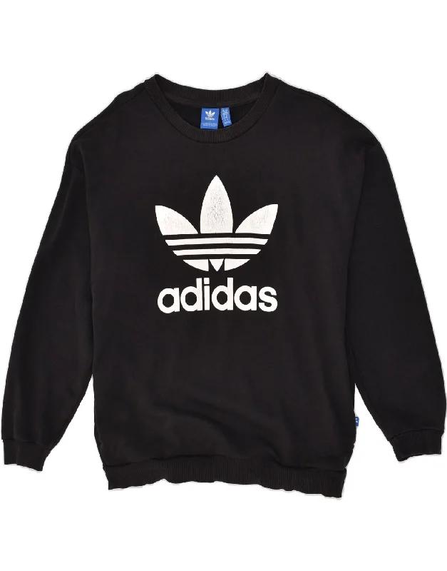 ADIDAS Womens Graphic Sweatshirt Jumper UK 14 Large Black Cotton Hoodie with Belted Waist Structured Tailored ADIDAS Womens Graphic Sweatshirt Jumper UK 14 Large Black Cotton Hoodie with Belted Waist Structured Tailored