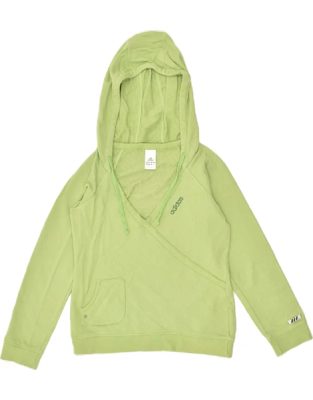 ADIDAS Womens Hoodie Jumper UK 14 Large Green Cotton Hoodie with Oversized Fit Loose Comfortable ADIDAS Womens Hoodie Jumper UK 14 Large Green Cotton Hoodie with Oversized Fit Loose Comfortable