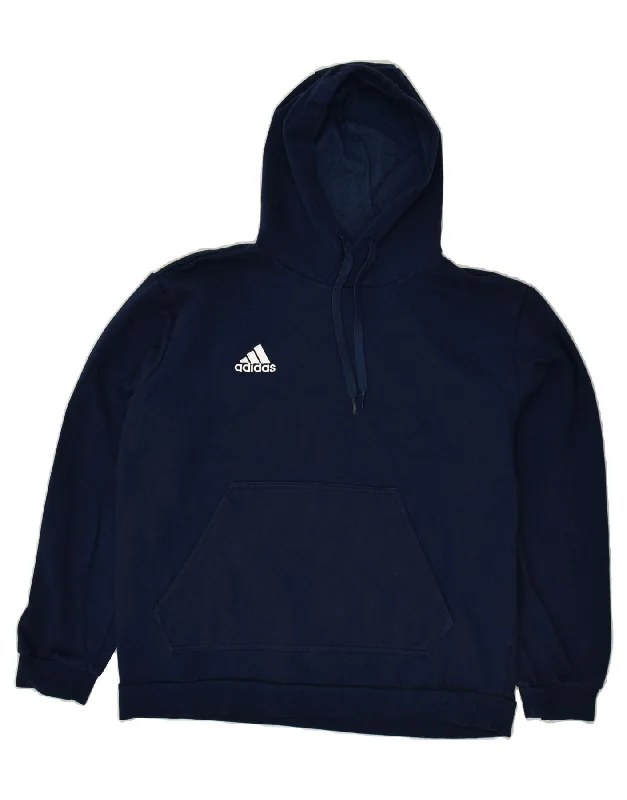ADIDAS Womens Hoodie Jumper UK 16 Large Navy Blue Cotton Hoodie with Mock Neck Collared Structured ADIDAS Womens Hoodie Jumper UK 16 Large Navy Blue Cotton Hoodie with Mock Neck Collared Structured