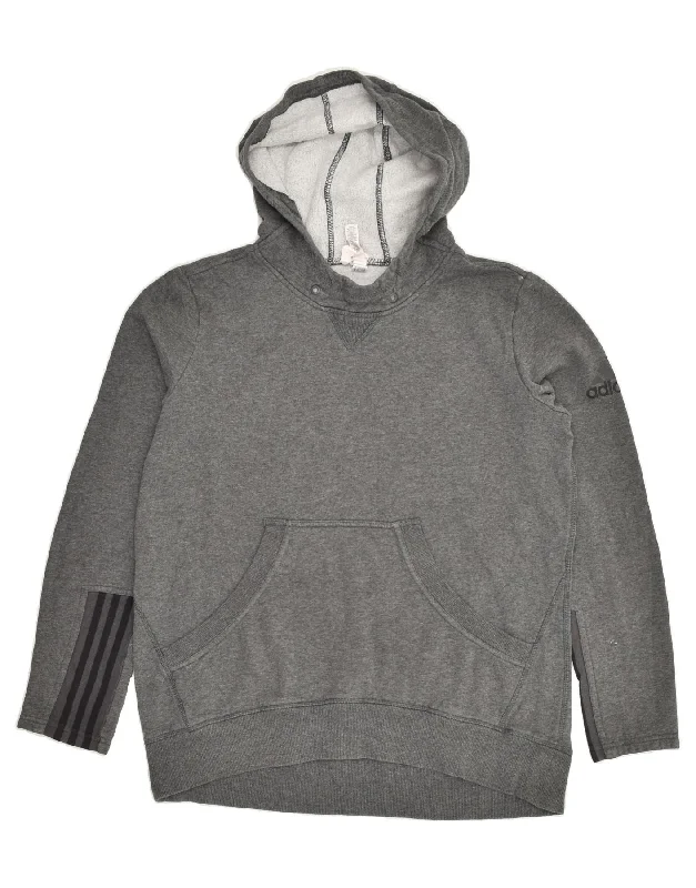 ADIDAS Womens Hoodie Jumper UK 20-22 XL Grey Cotton Hoodie with Monochrome Minimalist Simple ADIDAS Womens Hoodie Jumper UK 20-22 XL Grey Cotton Hoodie with Monochrome Minimalist Simple