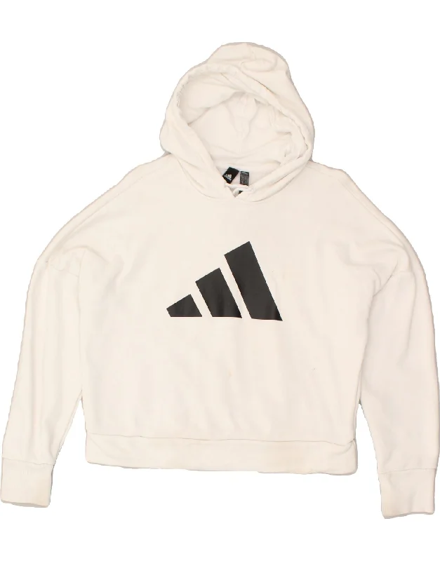 ADIDAS Womens Oversized Graphic Hoodie Jumper UK 8/10 Small White Cotton Hoodie with Earth Tones Natural Calm ADIDAS Womens Oversized Graphic Hoodie Jumper UK 8/10 Small White Cotton Hoodie with Earth Tones Natural Calm