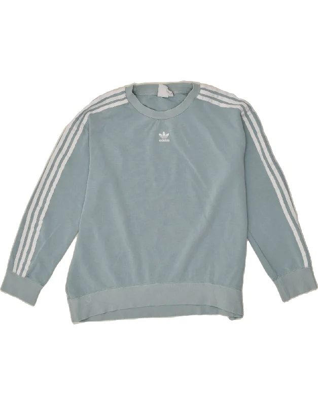 ADIDAS Womens Oversized Sweatshirt Jumper UK 10 Small Blue Cotton Hoodie with High Neck Warm Protective ADIDAS Womens Oversized Sweatshirt Jumper UK 10 Small Blue Cotton Hoodie with High Neck Warm Protective