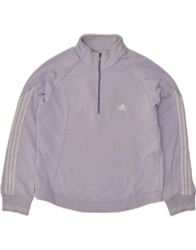 ADIDAS Womens Zip Neck Sweatshirt Jumper UK 16 Large Purple Cotton Hoodie with Drop Shoulder Relaxed Streetwear ADIDAS Womens Zip Neck Sweatshirt Jumper UK 16 Large Purple Cotton Hoodie with Drop Shoulder Relaxed Streetwear