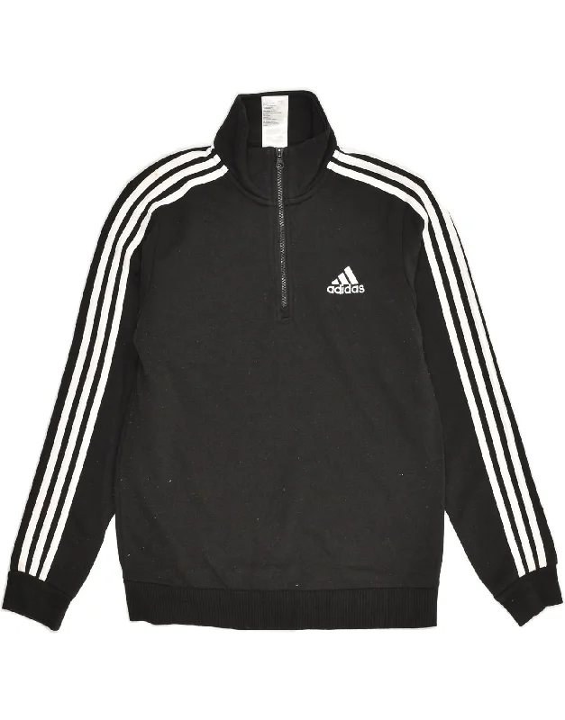 ADIDAS Womens Zip Neck Sweatshirt Jumper UK 8-10 Small Black Cotton Hoodie with Longline Fit Extended Stylish ADIDAS Womens Zip Neck Sweatshirt Jumper UK 8-10 Small Black Cotton Hoodie with Longline Fit Extended Stylish
