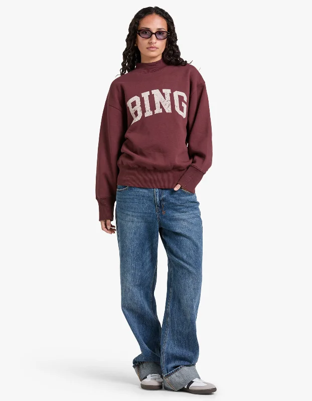Bradie Sweatshirt Bing - Deep Burgundy Hoodie with Rhinestones Sparkly Elegant