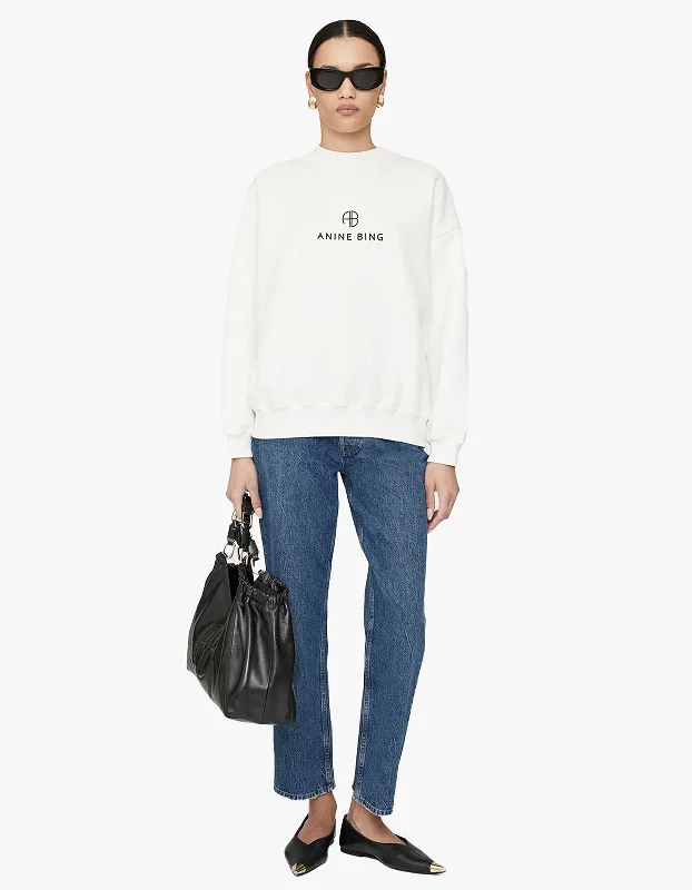 Jaci Sweatshirt Monogram - Ivory Hoodie with Crew Neck Simple Timeless