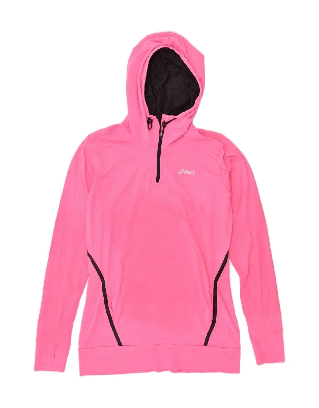 ASICS Womens Zip Neck Hoodie Jumper UK 14 Medium Pink Polyester Hoodie with Drop Shoulder Relaxed Streetwear ASICS Womens Zip Neck Hoodie Jumper UK 14 Medium Pink Polyester Hoodie with Drop Shoulder Relaxed Streetwear