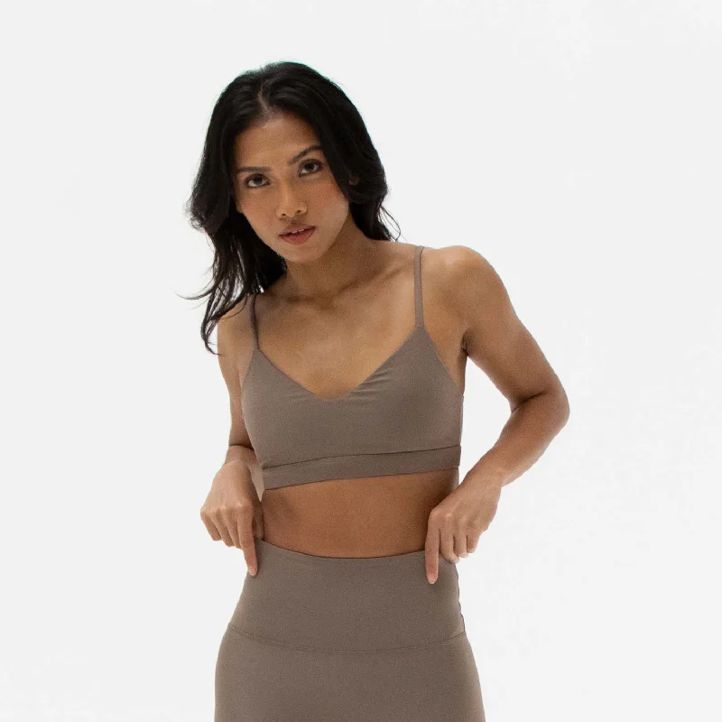 Base V-Neck Bra Mocha Supportive Cotton Bra