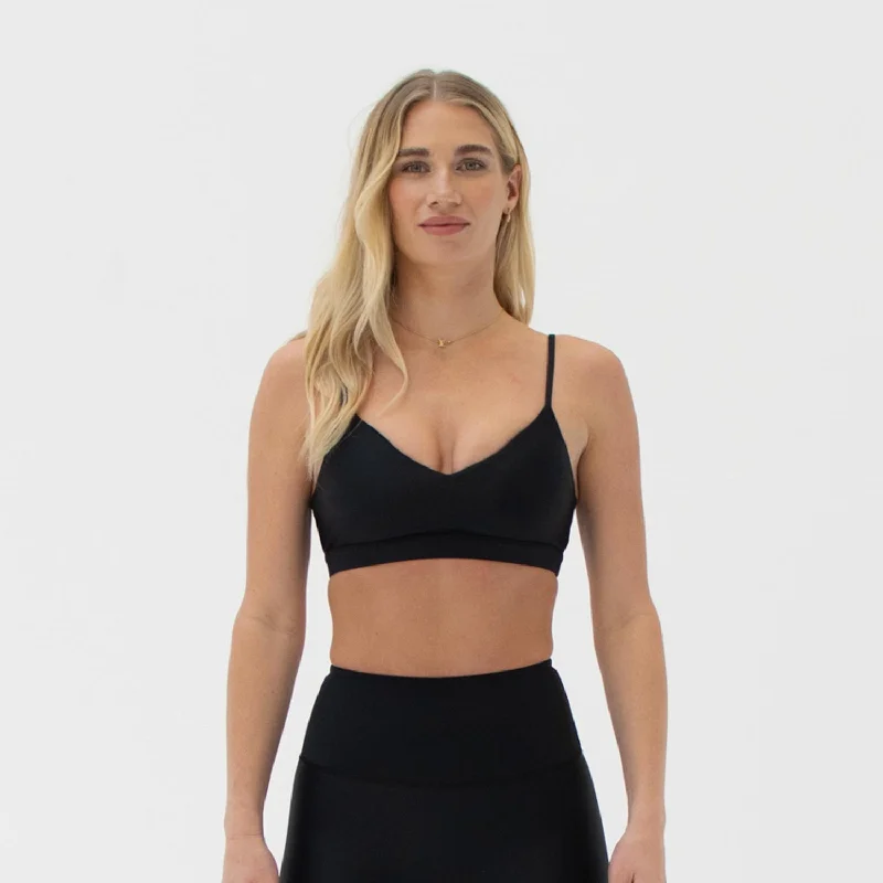 Base V-Neck Bra Obsidian Comfortable Lace Bra