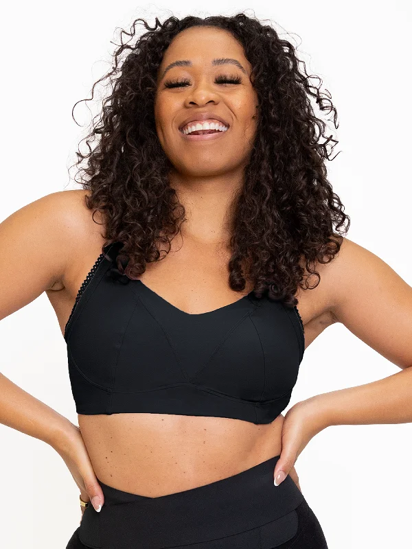 BERGEN LACE TRIM BRA-Soft Black Push-Up Wireless Bra