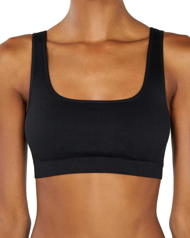 Black High Sculpt Bra Rib Soft Lace Bralette