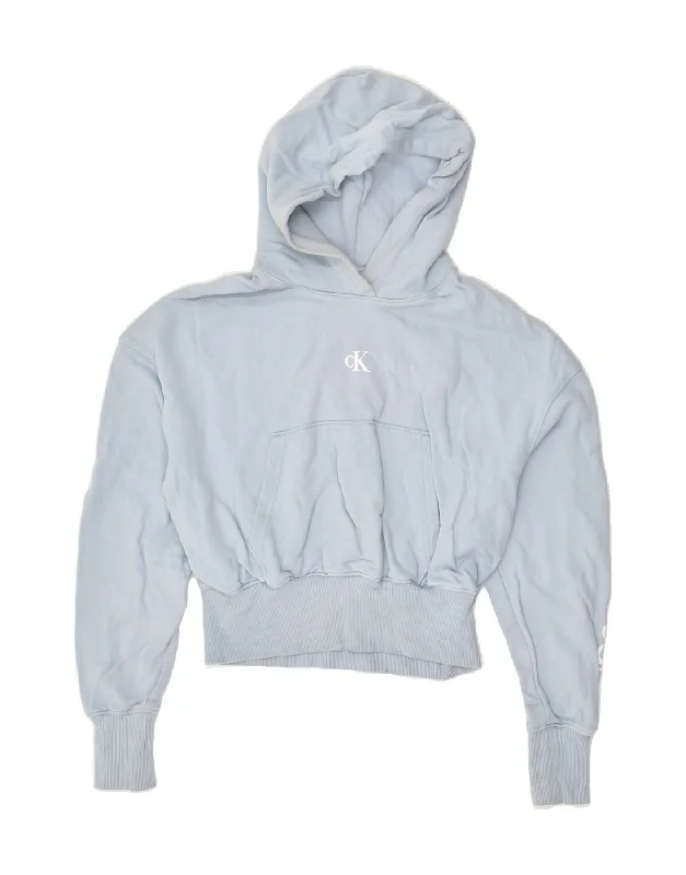 CALVIN KLEIN Womens Graphic Hoodie Jumper UK 6 XS Blue Cotton Zip Hoodie Drawstring Kangaroo Pocket CALVIN KLEIN Womens Graphic Hoodie Jumper UK 6 XS Blue Cotton Zip Hoodie Drawstring Kangaroo Pocket