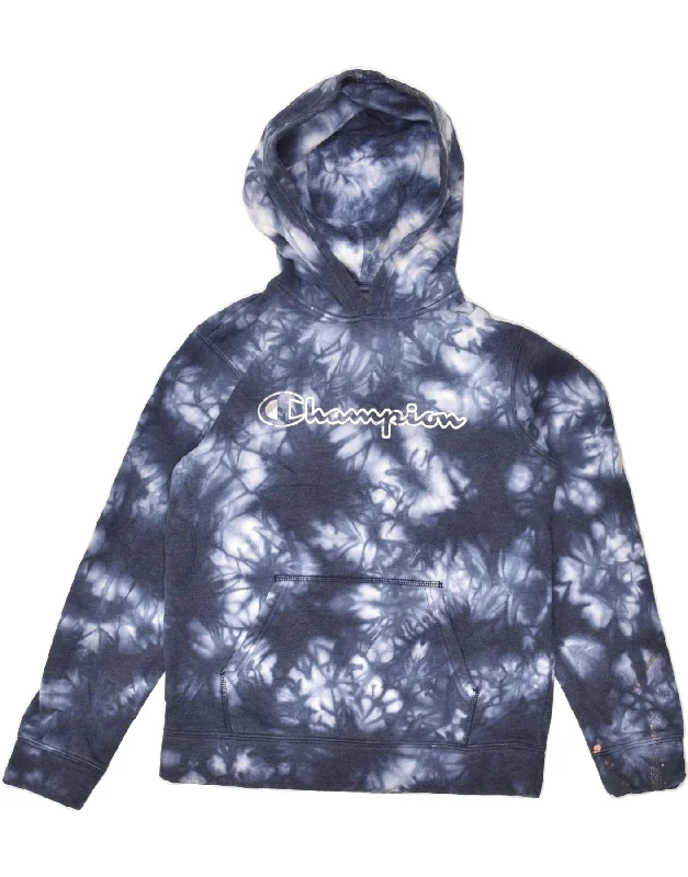 CHAMPION Womens Graphic Hoodie Jumper UK 14 Large Blue Tie Dye Cotton Hoodie with Double Zipper Versatile Adjustable CHAMPION Womens Graphic Hoodie Jumper UK 14 Large Blue Tie Dye Cotton Hoodie with Double Zipper Versatile Adjustable