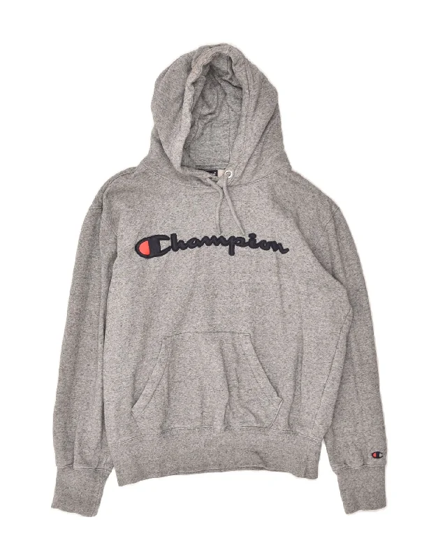CHAMPION Womens Graphic Hoodie Jumper UK 14 Medium Grey Cotton Hoodie with Pastel Soft Subtle CHAMPION Womens Graphic Hoodie Jumper UK 14 Medium Grey Cotton Hoodie with Pastel Soft Subtle