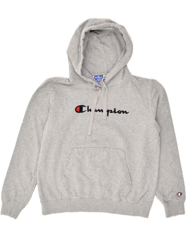 CHAMPION Womens Graphic Hoodie Jumper UK 18 XL Grey Cotton Hoodie Fleece Lining Warmth CHAMPION Womens Graphic Hoodie Jumper UK 18 XL Grey Cotton Hoodie Fleece Lining Warmth