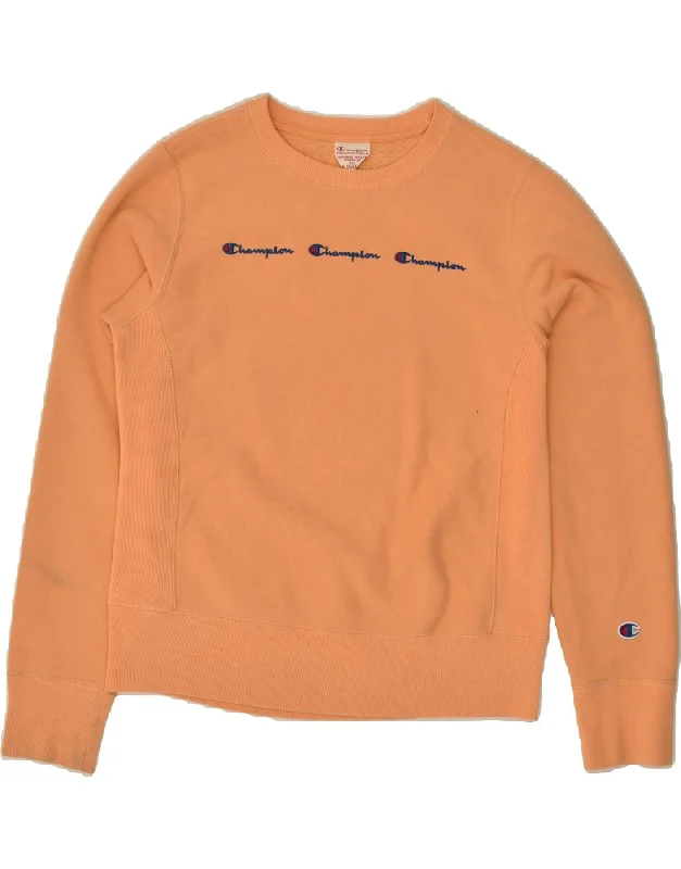 CHAMPION Womens Reverse Weave Graphic Sweatshirt Jumper UK 6 XS Orange Hoodie with Longline Fit Extended Stylish CHAMPION Womens Reverse Weave Graphic Sweatshirt Jumper UK 6 XS Orange Hoodie with Longline Fit Extended Stylish