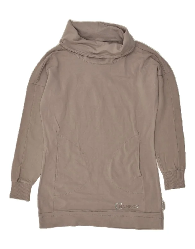 CHAMPION Womens Roll Neck Sweatshirt Jumper UK 12 Medium Grey Hoodie with Tied Waist Feminine Flattering CHAMPION Womens Roll Neck Sweatshirt Jumper UK 12 Medium Grey Hoodie with Tied Waist Feminine Flattering