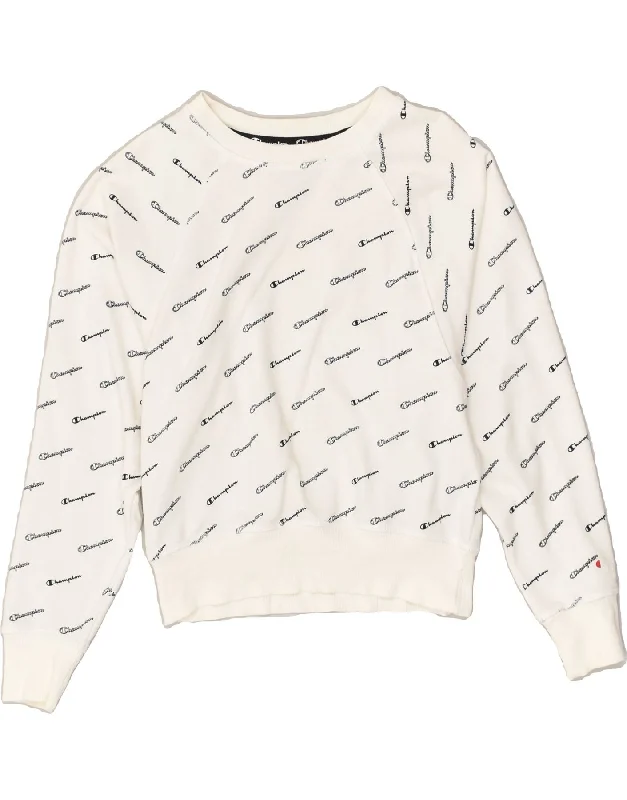 CHAMPION Womens Sweatshirt Jumper UK 6 XS White Cotton Hoodie with Turtle Neck Cozy Winter CHAMPION Womens Sweatshirt Jumper UK 6 XS White Cotton Hoodie with Turtle Neck Cozy Winter