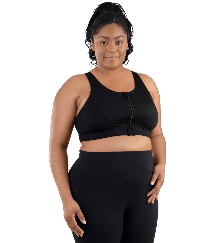 Comfort Support Zip Front Plus Size Sports Bra Lacy Underwire Bra
