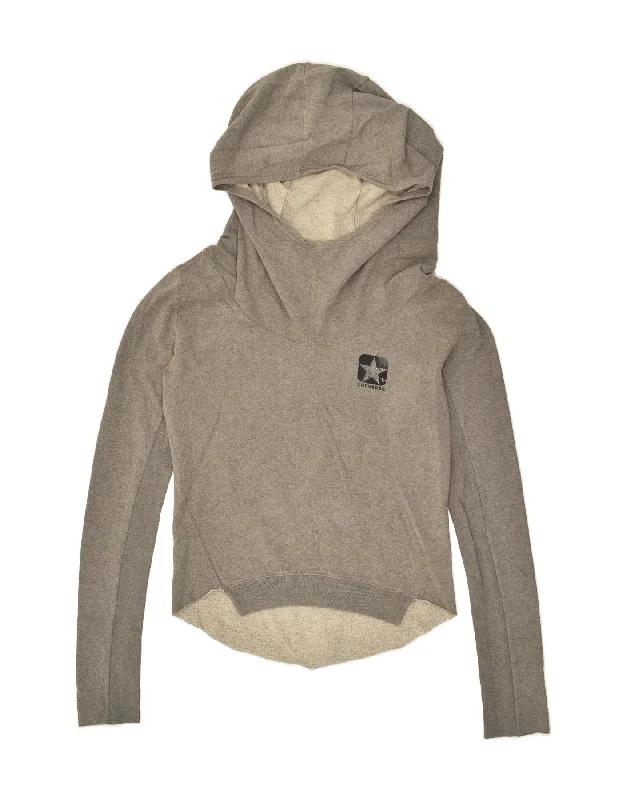 CONVERSE Womens Hoodie Jumper UK 14 Medium Grey Cotton Hoodie with Camouflage Military Edgy CONVERSE Womens Hoodie Jumper UK 14 Medium Grey Cotton Hoodie with Camouflage Military Edgy