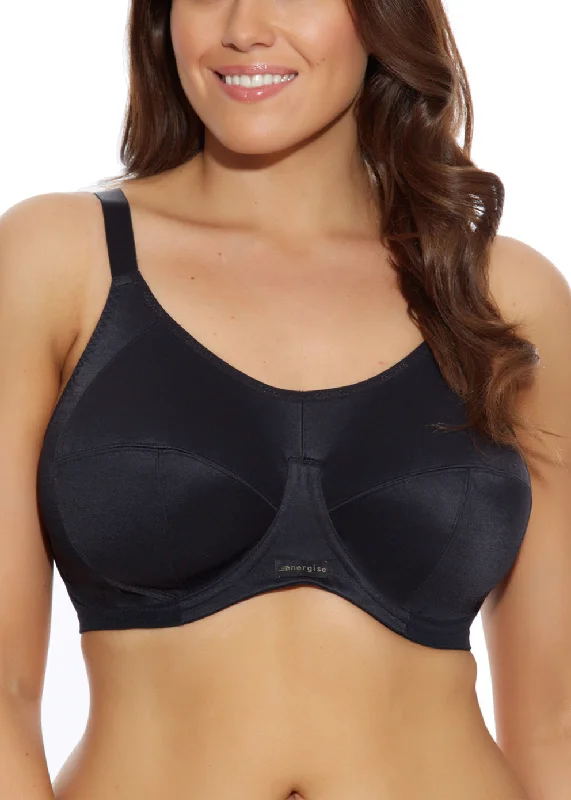 Energise EL8041 Sports Bra with J-Hook (Black) Comfortable Fit Bralette