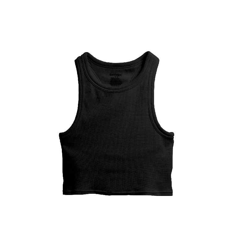 Organic Cotton Rib Bra Top - Black Chic Satin Bra