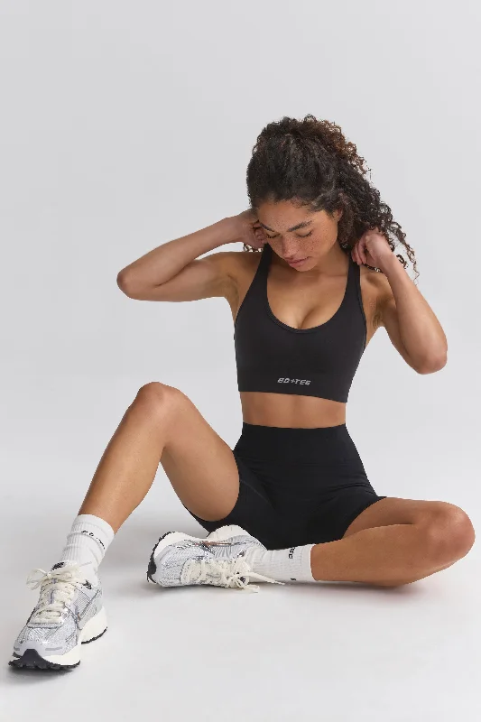 Define Luxe Halterneck Sports Bra in Jet Black Light Padded Bra