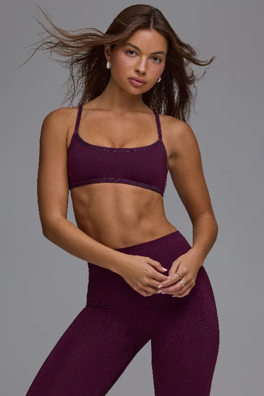 Define Luxe Multiway Open-Back Sports Bra in Grape Soft Cotton Bra