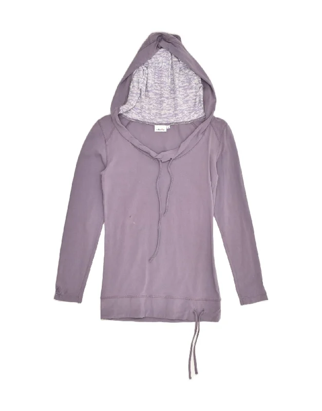 ELLESSE Womens Hoodie Jumper UK 12 Medium Purple Cotton Hoodie with Distressed Vintage Worn ELLESSE Womens Hoodie Jumper UK 12 Medium Purple Cotton Hoodie with Distressed Vintage Worn