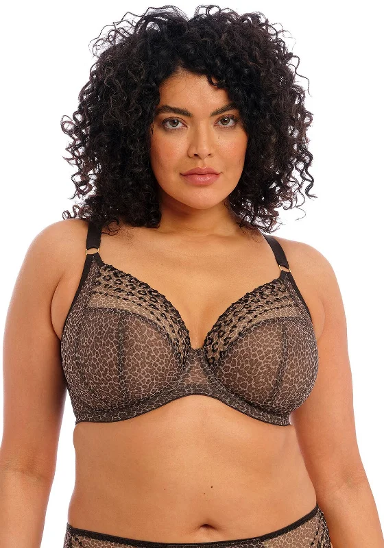 Elomi Matilda Plunge Bra, Leopard Print Breathable Full Coverage