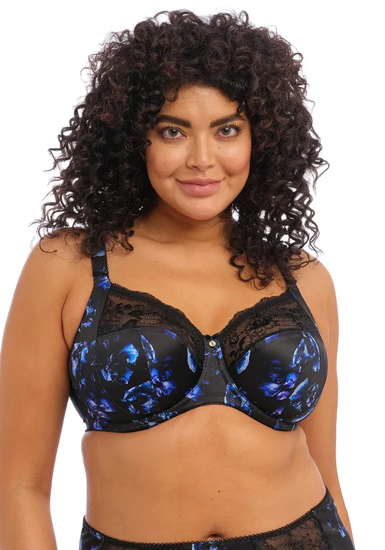 ELomi Morgan Full Cup Bra, Black and Blue Adjustable Bra Straps
