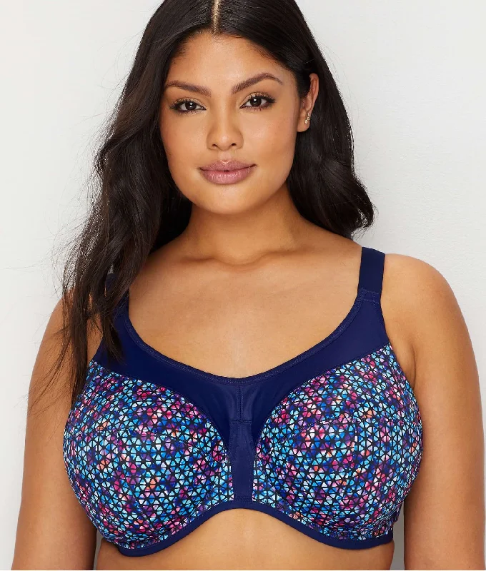 Energise EL8042 (Navy Geo) - Sports Bra w/J-Hook Padded Push-Up Bra