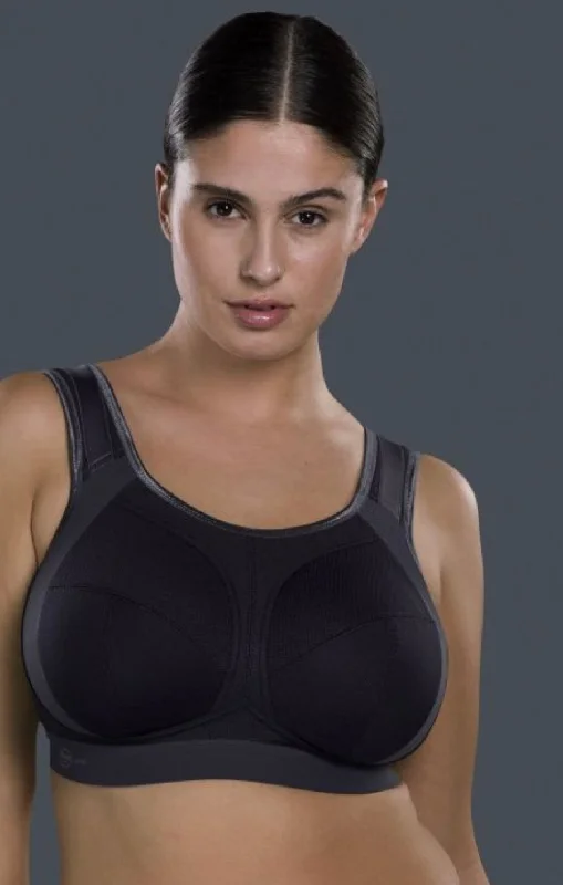 Extreme Control Plus-5567 Sports Bra -Black/Anthracite Chic Satin Bra