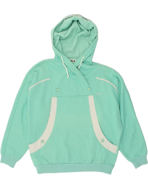 FILA Womens Hoodie Jumper EU 40 Medium Blue Hoodie with Earth Tones Natural Calm