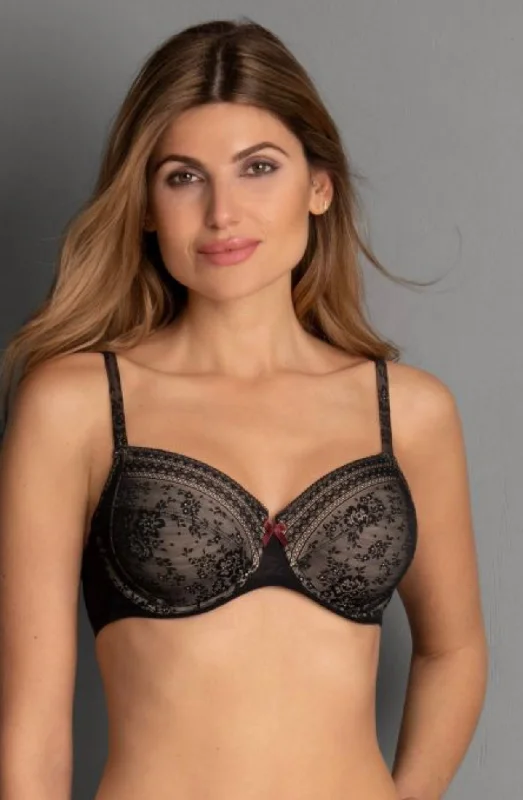 Fleur-5653 Underwire Bra -  Black Seamless Push-Up Bra