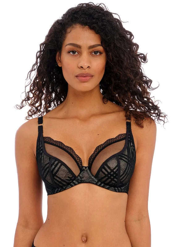 Freya Fatale Plunge Bra, Black Seamless Sports Bra