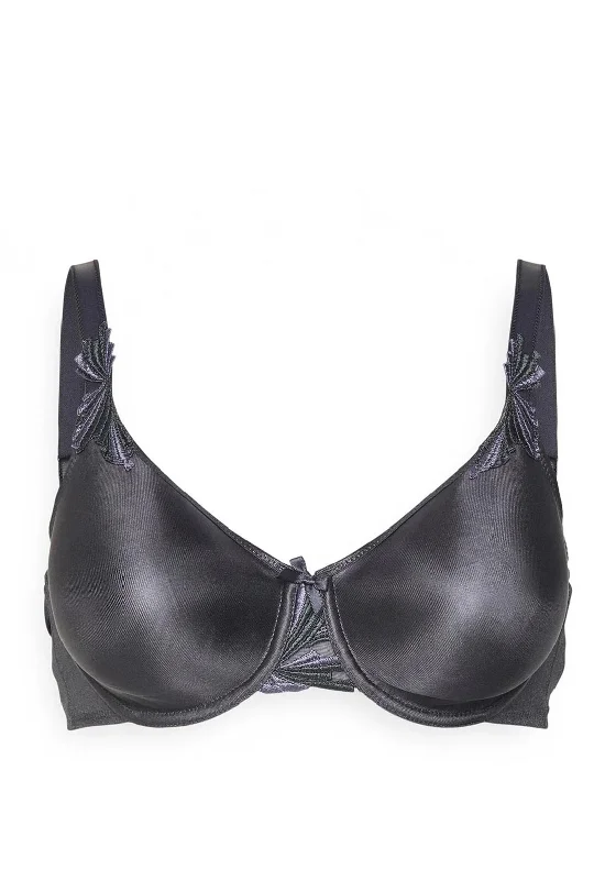 Chantelle Hedona Unlined Underwired Bra, Charcoal Feminine Lace Bra