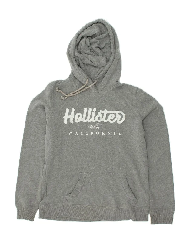 HOLLISTER Womens Loose Fit Graphic Hoodie Jumper UK 6 XS Grey Cotton Hoodie with Fur Luxurious Winter HOLLISTER Womens Loose Fit Graphic Hoodie Jumper UK 6 XS Grey Cotton Hoodie with Fur Luxurious Winter
